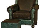 Turquoise and Grey Accent Chair Western Brown & Turquoise Leather Nailhead Arm Chair