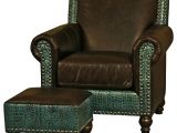 Turquoise and Grey Accent Chair Western Brown & Turquoise Leather Nailhead Arm Chair