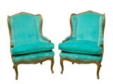 Turquoise Velvet Accent Chair Vintage & Used Accent Chairs