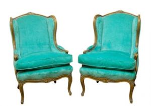 Turquoise Velvet Accent Chair Vintage & Used Accent Chairs