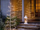 Twinkle Light Tree White Spiral Twinkle Tree with Eight Light Settings Set Of 3 with