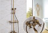 Types Of Tub Faucets Three Types Antique Brass Shower Faucet with Shelf 8