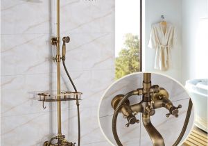 Types Of Tub Faucets Three Types Antique Brass Shower Faucet with Shelf 8