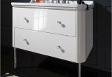 Uk Bathrooms Vanity Units Crosswater Bauhaus Waldorf 1000mm White Gloss Two Drawer