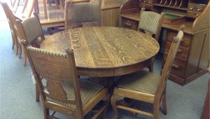 Used Wooden Captains Chairs Oak Dining Set Round Quarter Sawn Oak Table Includes 1 Captains