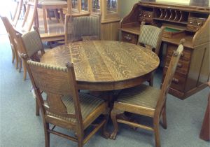 Used Wooden Captains Chairs Oak Dining Set Round Quarter Sawn Oak Table Includes 1 Captains