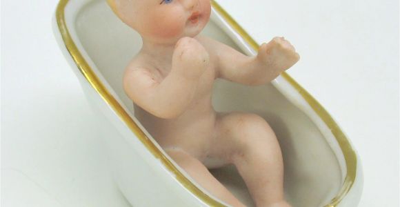 Victorian Baby Bathtub Victorian German Bisque Doll House Baby In Glazed Bisque