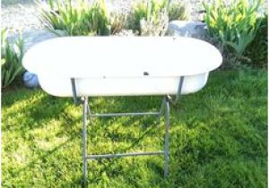 Vintage Baby Bathtub with Stand 1 Antique Porcelain Over Cast Iron Baby Bath Tub On Stand