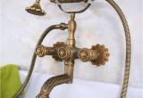 Vintage Bathtub Hardware Carved Vintage Antique Brass Double Handles Wall Mounted