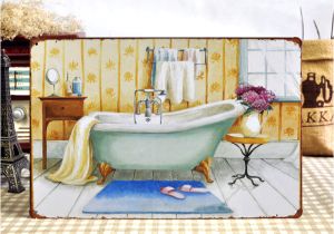 Vintage Bathtub Wall Art Metal Tin Signs Bathroom Poster "bathtub" Retro Painting