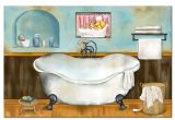 Vintage Bathtub Wall Art Rustic Bathroom Decor Canvas Wall Art Blue Bathroom