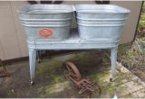 Vintage Bathtub with Stand Planter Vintage Double Galvanized Washtub Wash Tub Stand Planter