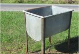 Vintage Bathtub with Stand Planter Wheeling Galvanized Single Wash Tub Beer Cooler Flower Pot