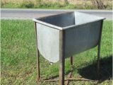 Vintage Bathtub with Stand Planter Wheeling Galvanized Single Wash Tub Beer Cooler Flower Pot