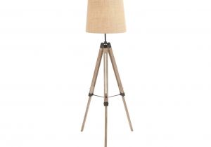 Vintage Spotlight Lamp Light Brown Wooden TriPod Floor Lamp with Cream Shade Vintage