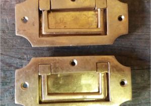Walker Brass Floor Outlet Cover 2 Vintage solid Brass Recessed Flush Door Drawer Cupboard Cabinet