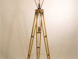 Walker Brass Floor Outlet Cover Vintage Surveyor S TriPod Floor Lamp Surveying Stand Lamp Oak