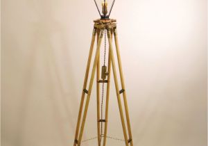 Walker Brass Floor Outlet Cover Vintage Surveyor S TriPod Floor Lamp Surveying Stand Lamp Oak