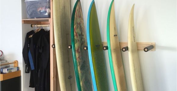 Wall Mounted Surfboard Rack Plans Surf Rack Build with A Shelf Cubby for Wetsuits Accessories