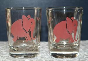 Where to Buy Decorative Shot Glasses Vintage Barware Federal Glass Co Pink Elephant Double Shotglasses
