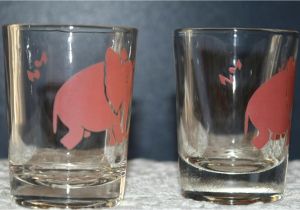 Where to Buy Decorative Shot Glasses Vintage Barware Federal Glass Co Pink Elephant Double Shotglasses