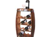 Whiskey Barrel Wine Rack Wooden Barrel Shaped 14 Bottle Wine Rack Brown Wine Rack Barrels