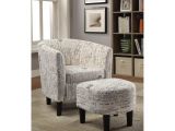 White Accent Chair with Ottoman Polyster Fabric Accent Chair with Ottoman White