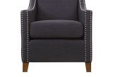 White Accent Chair with Studs Charcoal Studded Linen Arm Chair