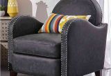 White Accent Chair with Studs Pulaski Faux Leather Studded Curved Accent Chair In Grey