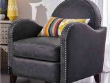 White Accent Chair with Studs Pulaski Faux Leather Studded Curved Accent Chair In Grey