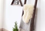 White Wooden Blanket Rack 6 Ft Wide Wooden Decorative Ladder 5 Rung Stained Dark Walnut