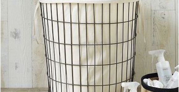 Why Were Bathtubs Lined with Linen Linen Lined Wire Hamper Round Westelmoverall Product