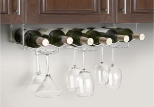 Wine and Beer Glass Rack Under Cabinet 6 Wine Bottle 6 Glass Rack 3 Channel Stainless Steel