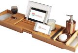 Wine Holder for Bathtub Bamboo Bathtub Caddy Bath Book Holder Bathroom Bathtub Tray