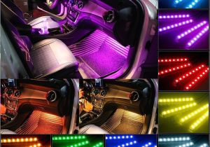 Wireless Interior Led Lights for Cars Yaphtes Car Led Strip Lights 4pcs 48 Led Multicolor with sound