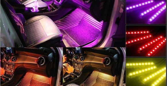 Wireless Interior Led Lights for Cars Yaphtes Car Led Strip Lights 4pcs 48 Led Multicolor with sound
