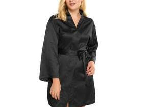 Women's Bathrobes Plus Size Women S Satin Kimono Robe Long Sleeve solid Belted