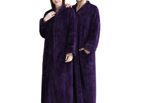 Women's Robes and Bathrobes New Women S Zip Flannel Dressing Gown soft Long Men Fleece