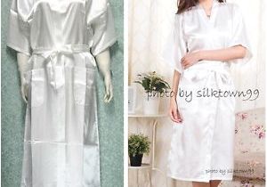 Women's White Bathrobes Uni Men S Sleepwear Women S Kimono Satin Silk Robe