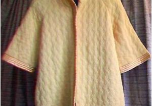 Women's Zip Bathrobes Vintage Sears House Coat Yellow Lounge Robe Quilted 1970s