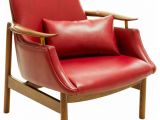 Wood and Leather Accent Chair Braselton Leather Wood Frame Armchair Midcentury