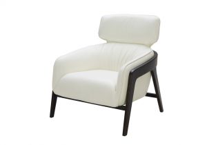 Wood and Leather Accent Chair Modern White Leather Accent Chair with Dark Wood Legs