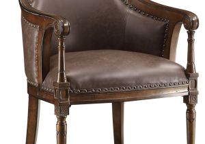 Wood and Leather Accent Chair Rich Vintage Style Accent Arm Club Chair Leather Seat