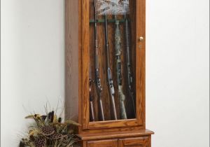 Wood Gun Cabinet With Deer Etched Glass
