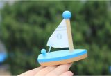 Wooden Baby Bathtub 5pcs Bathroom Mini Wooden Sailing Boat Baby Bath Water toy