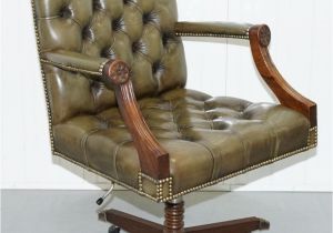 Wooden Captains Chairs Rare 1960 S Bevan Funnell Directors Green Leather Chesterfield