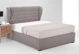 Wooden Ottoman Bed Made Kingsize Bed with Storage Graphite Grey Linen Bergerac