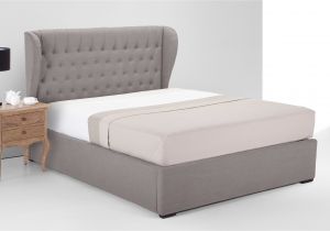 Wooden Ottoman Bed Made Kingsize Bed with Storage Graphite Grey Linen Bergerac