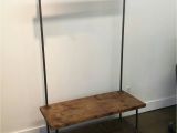 Wooden Standing Coat Rack Industrial Pipe and Wood Entry Coat Rack Bench Entrance Bench