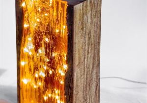 Woods Lamp Eye Wood and Resin Light Block Light Resin Reclaimedwood Fairylights